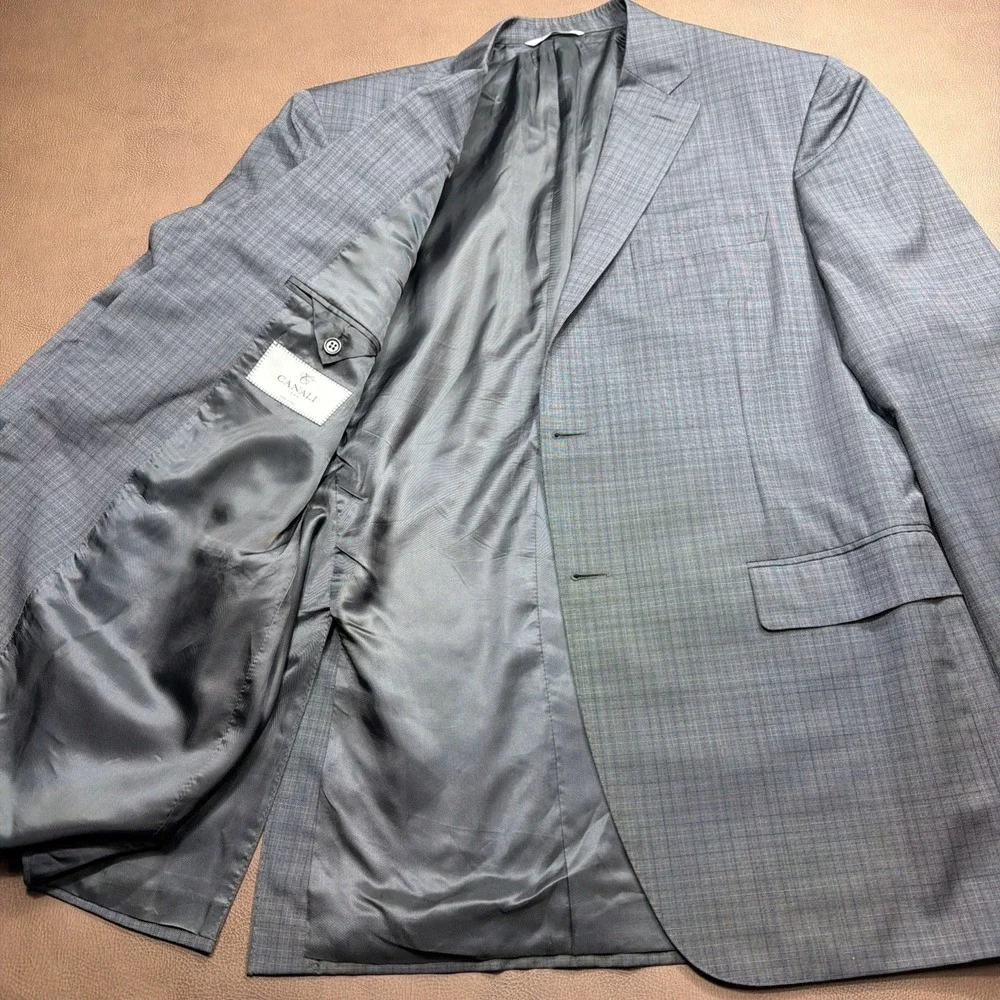 CANALI Travel Sport Coat Blazer WATER RESISTANT Gray Check Modern Italy 46L MINT